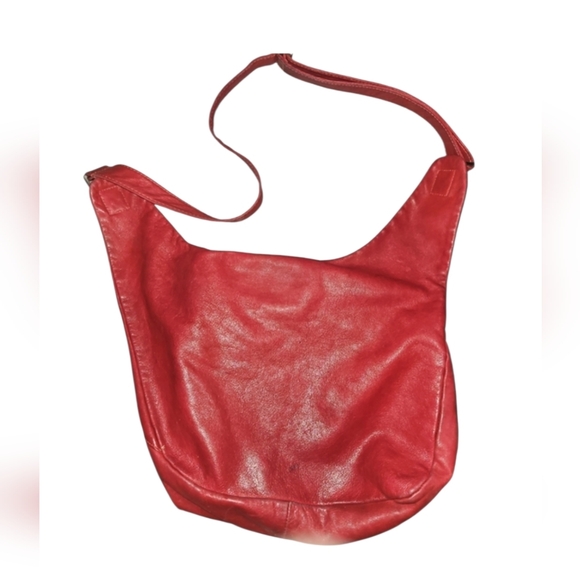 Asymmetrical Leather Hobo Crossbody by Hagara - Picture 1 of 12